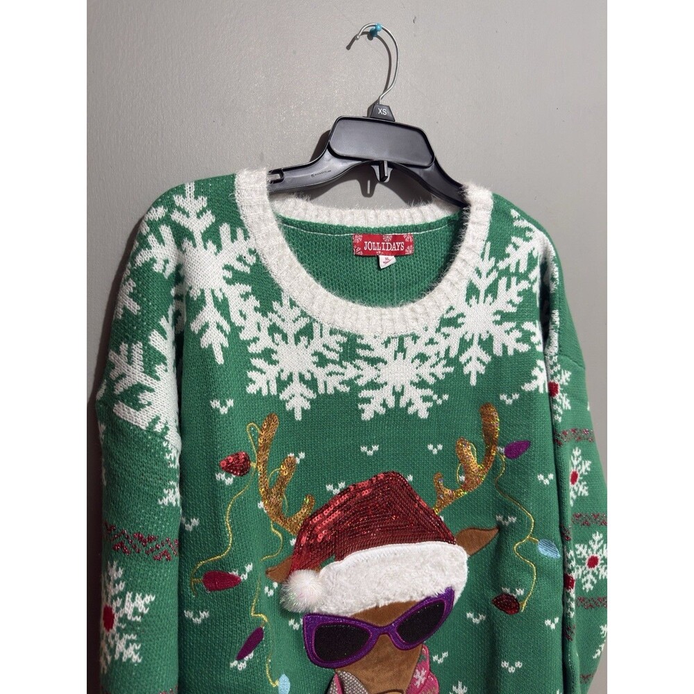 Ugly Christmas Sweater Pug Reindeer Colorful Long Sleeve Knit Adult Unisex XL - Picture 5 of 7